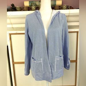 T Talbots hooded open cardigan w/ airy netting lining & pockets NWOT
